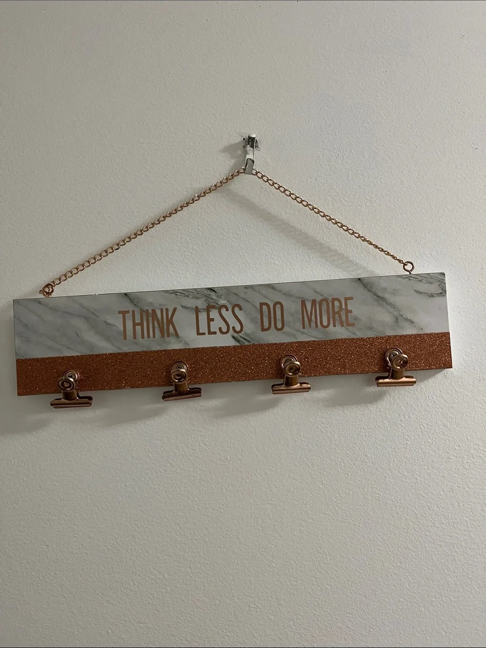 Hangable Note/Photo Board: “Think Less, Do More”